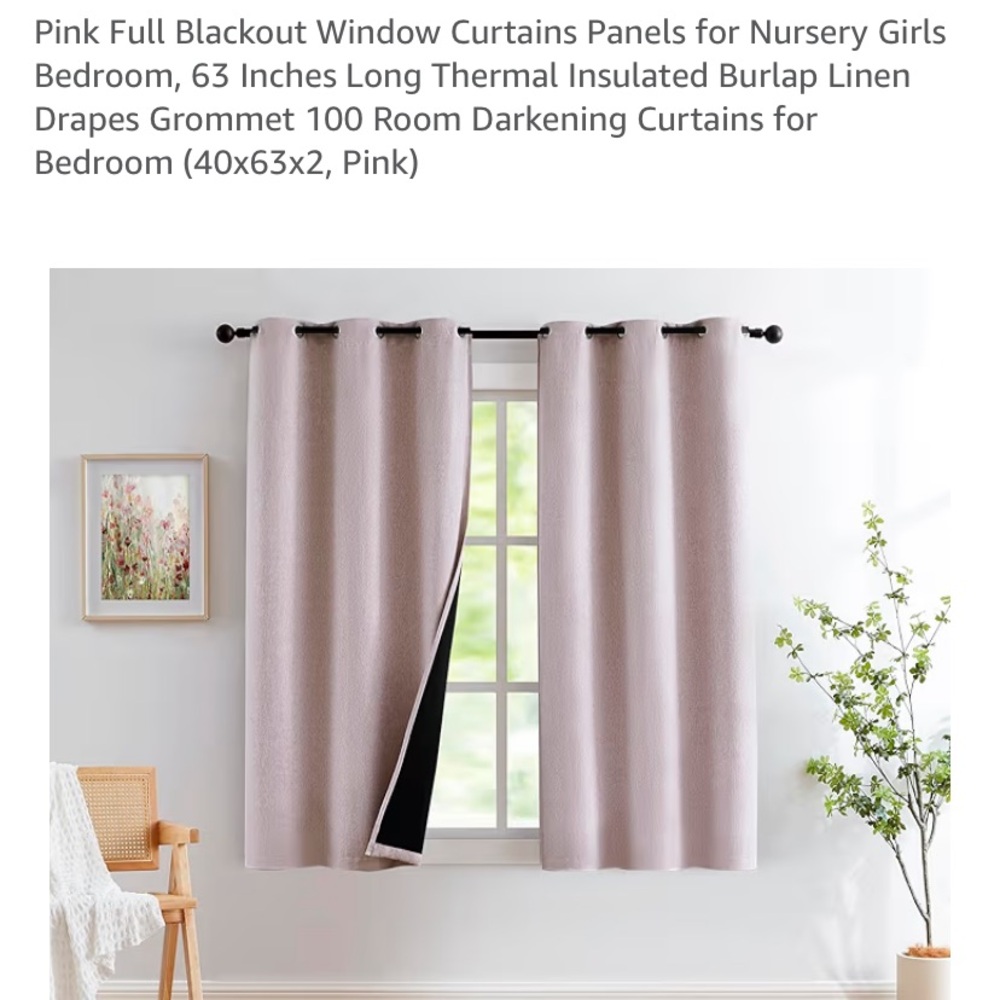 NEW Pink Blackout Curtains (2 panels)